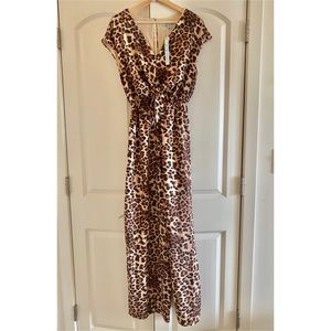NWT Leopard tie-front jumpsuit